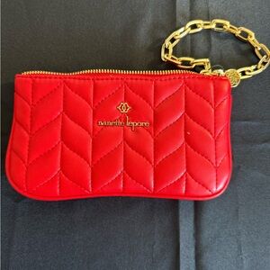 Nanette Lepore Red Quilted Clutch with Gold Chain